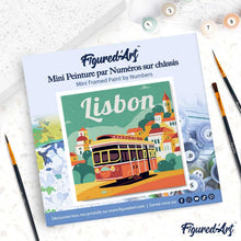 Load image into Gallery viewer, Mini Paint by numbers 8"x8" framed - Travel Poster Lisbon