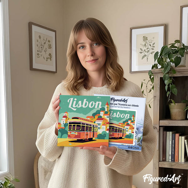 Mini Paint by numbers 8"x8" framed - Travel Poster Lisbon