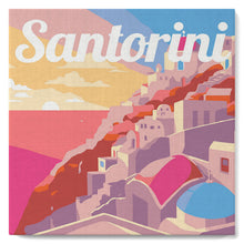 Load image into Gallery viewer, Mini Paint by numbers 8"x8" framed - Travel Poster Santorini Sunset
