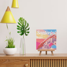 Load image into Gallery viewer, Mini Paint by numbers 8"x8" framed - Travel Poster Santorini Sunset