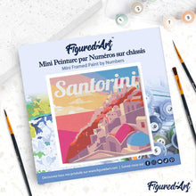 Load image into Gallery viewer, Mini Paint by numbers 8"x8" framed - Travel Poster Santorini Sunset