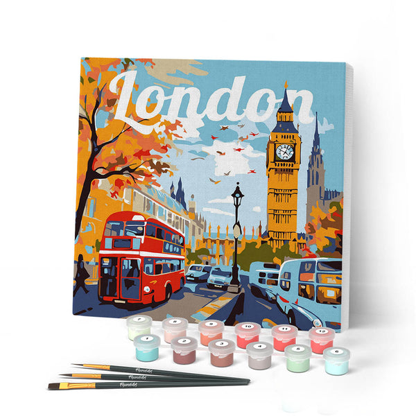 Mini Paint by numbers 8"x8" framed - Travel Poster London