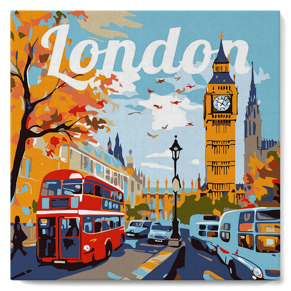 Mini Paint by numbers 8"x8" framed - Travel Poster London