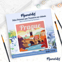 Load image into Gallery viewer, Mini Paint by numbers 8"x8" framed - Travel Poster Prague