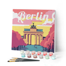 Load image into Gallery viewer, Mini Paint by numbers 8"x8" framed - Travel Poster Berlin