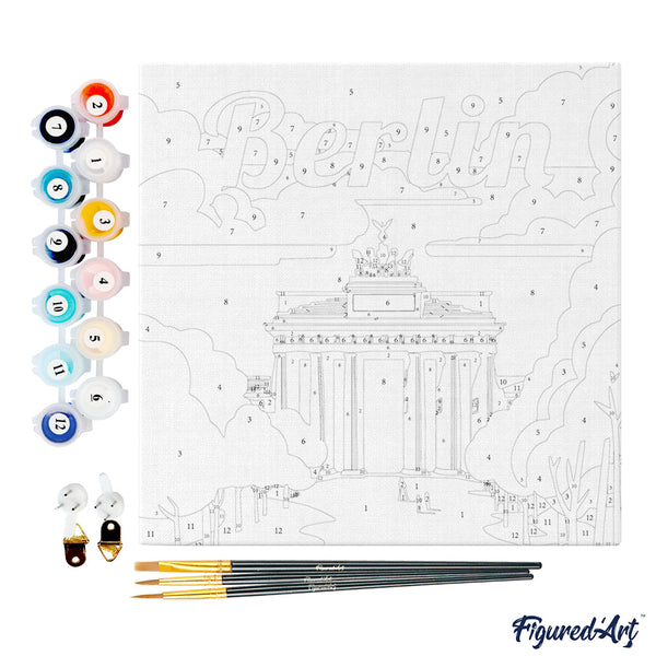 Mini Paint by numbers 8"x8" framed - Travel Poster Berlin