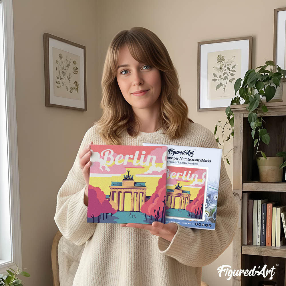 Mini Paint by numbers 8"x8" framed - Travel Poster Berlin