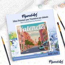 Load image into Gallery viewer, Mini Paint by numbers 8"x8" framed - Travel Poster Valencia