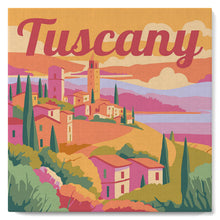 Load image into Gallery viewer, Mini Paint by numbers 8"x8" framed - Travel Poster Tuscany Spring