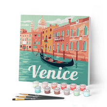 Load image into Gallery viewer, Mini Paint by numbers 8"x8" framed - Travel Poster Venice