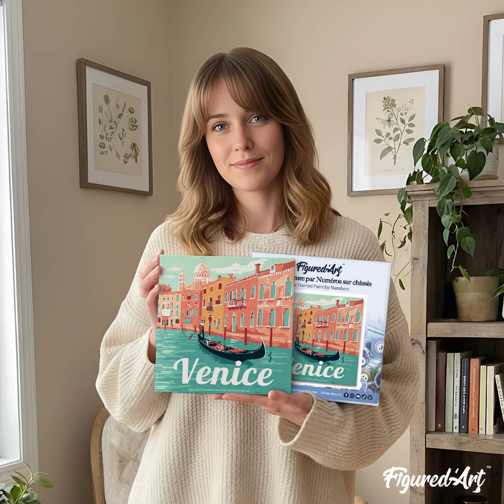Mini Paint by numbers 8"x8" framed - Travel Poster Venice