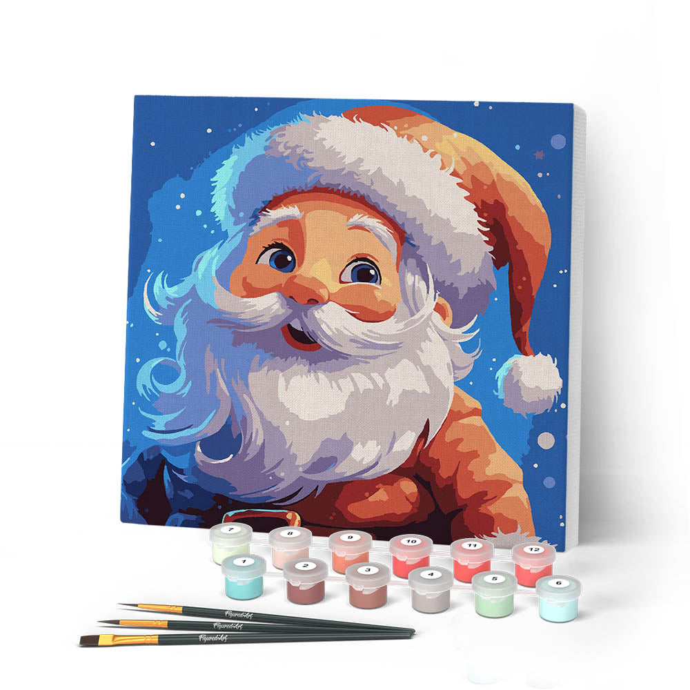 Paint by numbers kit Mini Paint by numbers 8"x8" framed - Smiling Santa Figured'Art