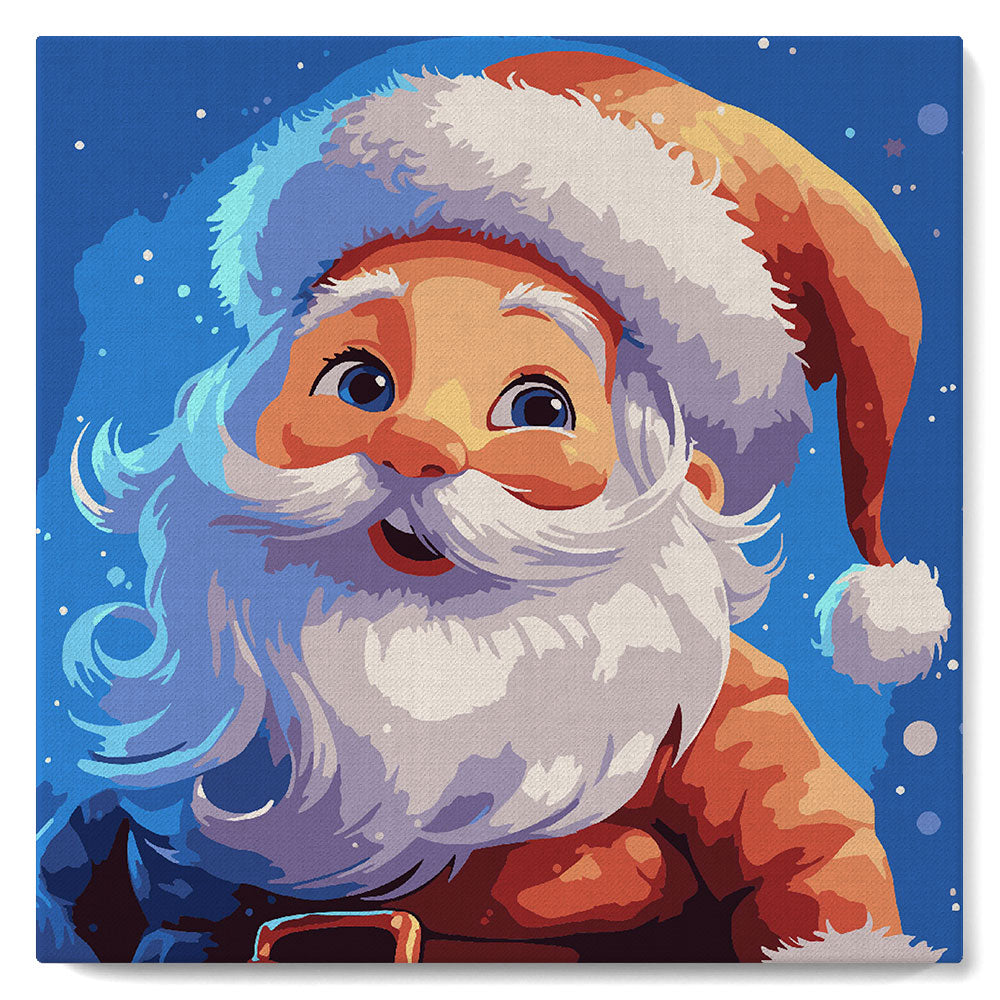 Mini Paint by numbers 8"x8" framed - Smiling Santa