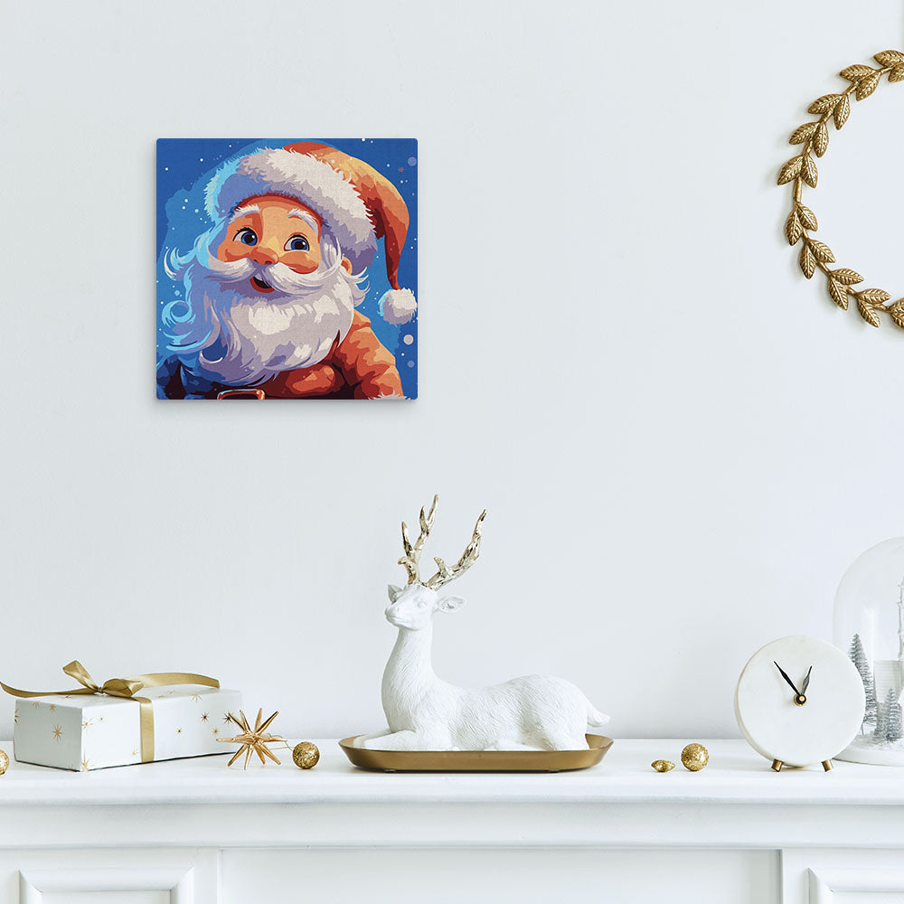 Mini Paint by numbers 8"x8" framed - Smiling Santa
