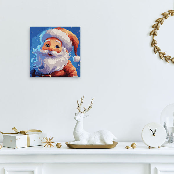 Mini Paint by numbers 8"x8" framed - Smiling Santa