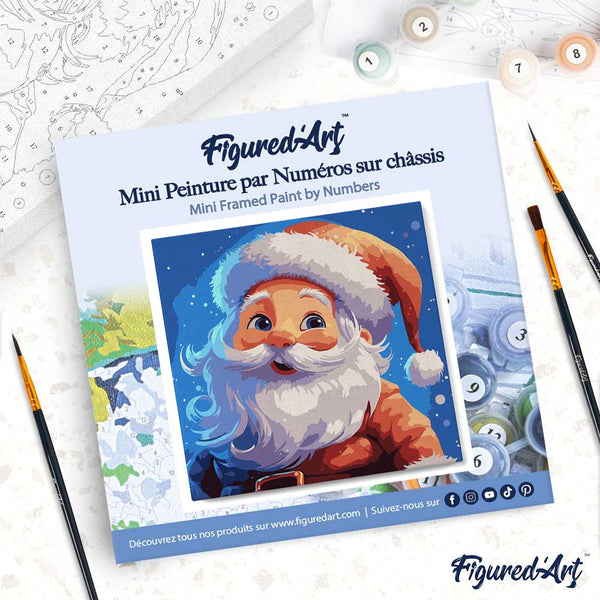 Mini Paint by numbers 8"x8" framed - Smiling Santa