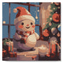 Paint by numbers kit Mini Paint by numbers 8"x8" framed - Happy Snowman in the room Figured'Art