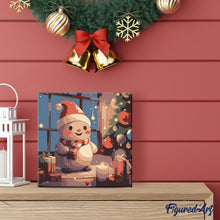 Load image into Gallery viewer, Mini Paint by numbers 8&quot;x8&quot; framed - Happy Snowman in the room