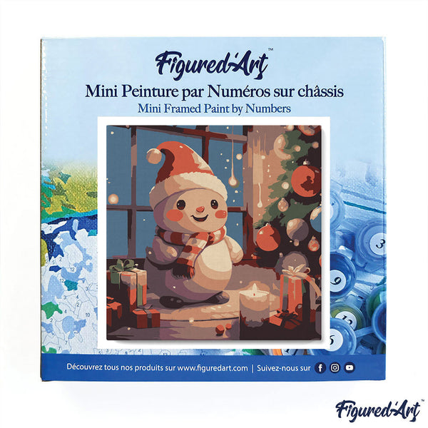Mini Paint by numbers 8"x8" framed - Happy Snowman in the room
