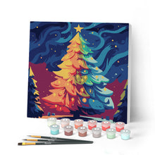 Load image into Gallery viewer, Paint by numbers kit Mini Paint by numbers 8"x8" framed - Colorful Christmas Tree Figured'Art
