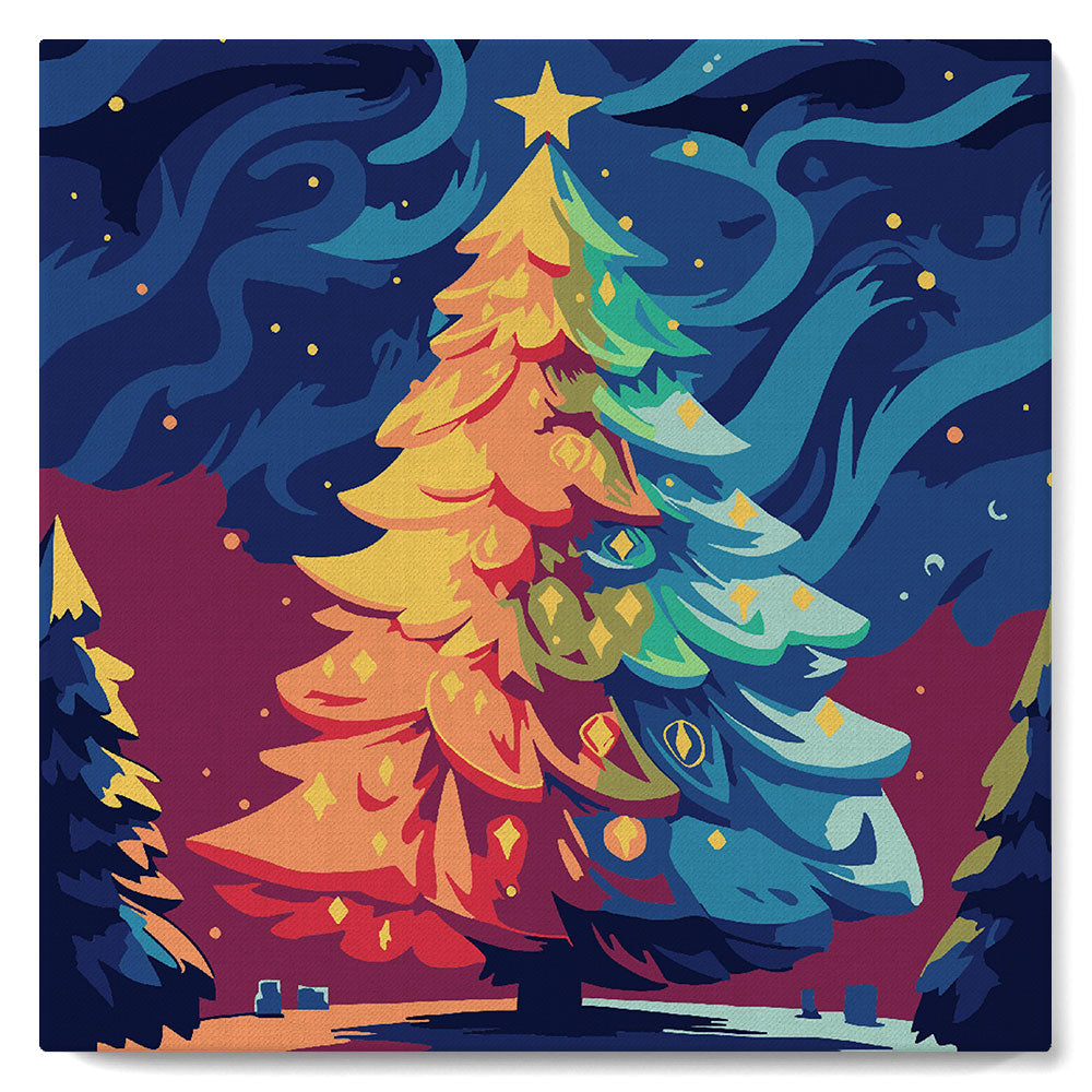 Mini Paint by numbers 8"x8" framed - Colorful Christmas Tree