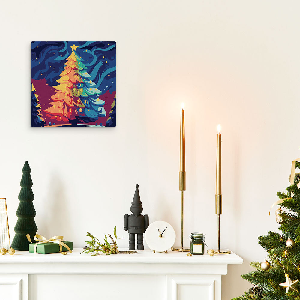 Mini Paint by numbers 8"x8" framed - Colorful Christmas Tree