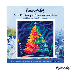 Mini Paint by numbers 8"x8" framed - Colorful Christmas Tree