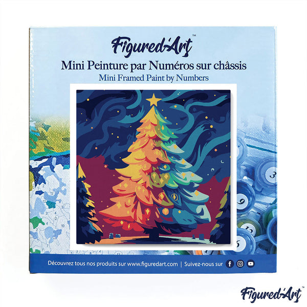 Mini Paint by numbers 8"x8" framed - Colorful Christmas Tree