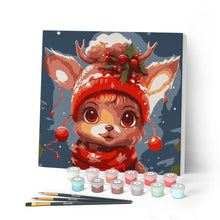 Load image into Gallery viewer, Paint by numbers kit Mini Paint by numbers 8"x8" framed - Cute Fantasy Reindeer Figured'Art