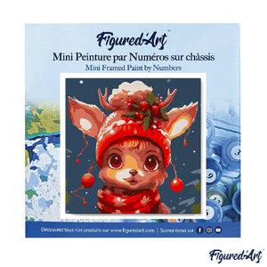 Mini Paint by numbers 8"x8" framed - Cute Fantasy Reindeer