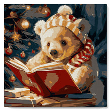 Load image into Gallery viewer, Paint by numbers kit Mini Paint by numbers 8&quot;x8&quot; framed - Cute Reading Bear Figured&#39;Art