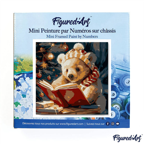 Mini Paint by numbers 8"x8" framed - Cute Reading Bear
