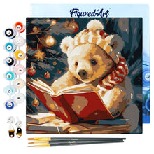 Load image into Gallery viewer, Mini Paint by numbers 8&quot;x8&quot; framed - Cute Reading Bear