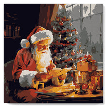 Load image into Gallery viewer, Paint by numbers kit Mini Paint by numbers 8&quot;x8&quot; framed - Santa Claus Reading Figured&#39;Art