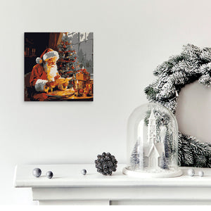 Mini Paint by numbers 8"x8" framed - Santa Claus Reading