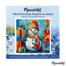 Load image into Gallery viewer, Mini Paint by numbers 8&quot;x8&quot; framed - Snowman and Gifts