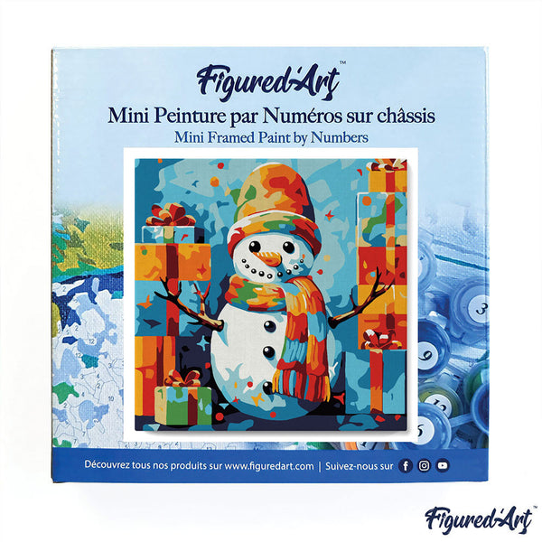 Mini Paint by numbers 8"x8" framed - Snowman and Gifts