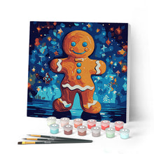 Load image into Gallery viewer, Paint by numbers kit Mini Paint by numbers 8"x8" framed - Gingerbread Man Figured'Art