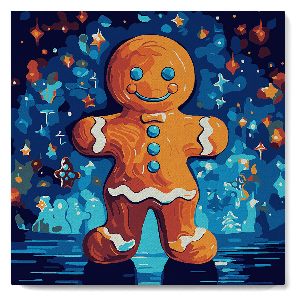 Mini Paint by numbers 8"x8" framed - Gingerbread Man