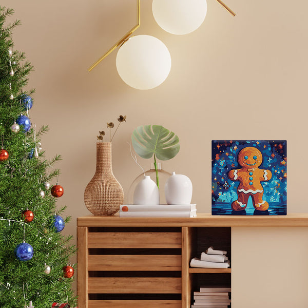 Mini Paint by numbers 8"x8" framed - Gingerbread Man