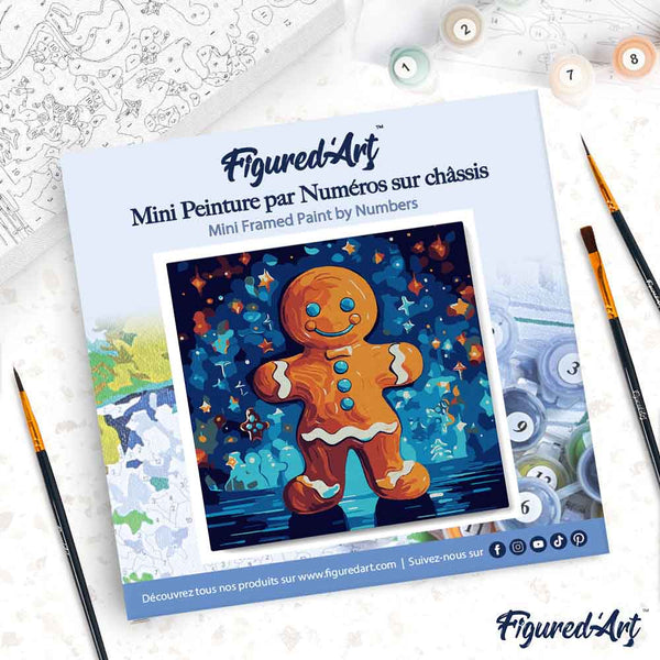 Mini Paint by numbers 8"x8" framed - Gingerbread Man
