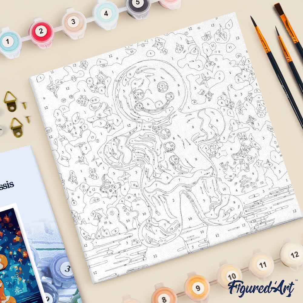 Mini Paint by numbers 8"x8" framed - Gingerbread Man