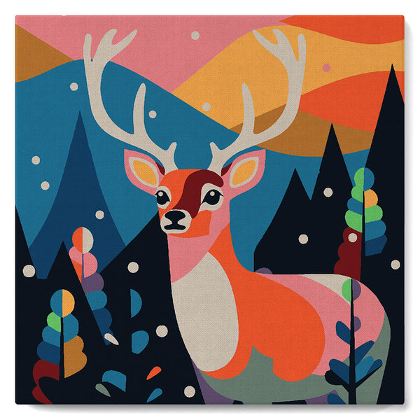 Mini Paint by numbers 8"x8" framed - Abstract Reindeer