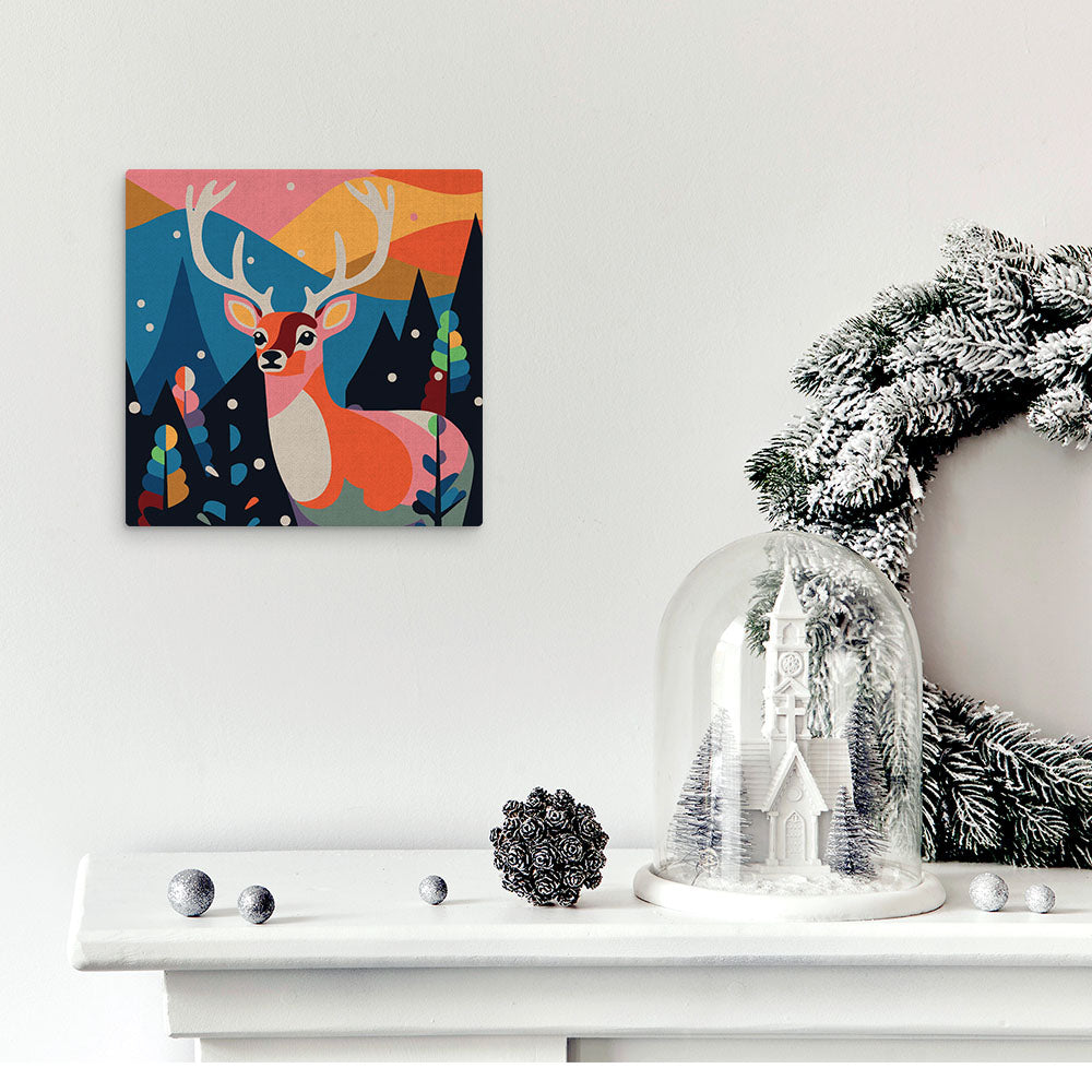 Mini Paint by numbers 8"x8" framed - Abstract Reindeer