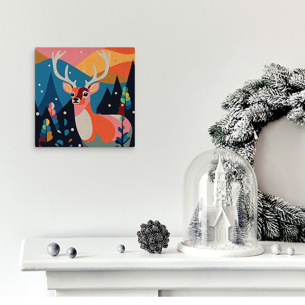Mini Paint by numbers 8"x8" framed - Abstract Reindeer