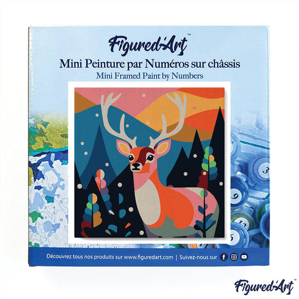 Mini Paint by numbers 8"x8" framed - Abstract Reindeer