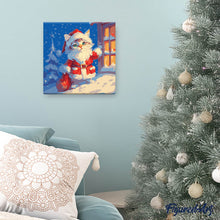 Load image into Gallery viewer, Mini Paint by numbers 8&quot;x8&quot; framed - Santa Kitty