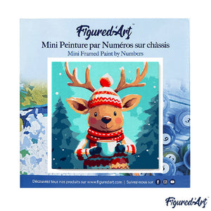 Mini Paint by numbers 8"x8" framed - Cozy Reindeer