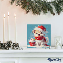 Load image into Gallery viewer, Mini Paint by numbers 8&quot;x8&quot; framed - Christmas Puppy