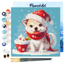 Load image into Gallery viewer, Mini Paint by numbers 8&quot;x8&quot; framed - Christmas Puppy